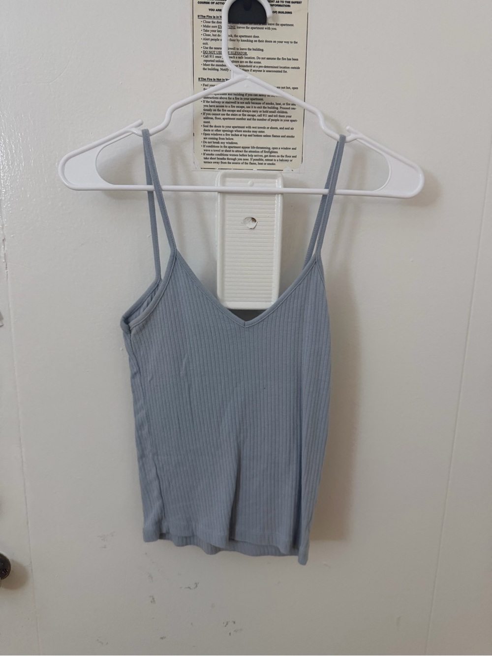Brandy Melville Light Blue Ribbed V-Neck Spaghetti Strap Tank